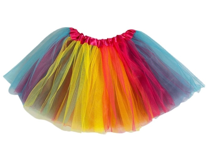 rainbow infant or toddler tutu with white satin removable or interchangeable bow / rainbow baby tutu  / newborn tutu