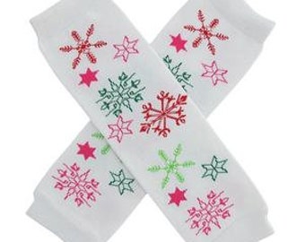Pink and White Snowflake Leg Warmers! One Size Pink Red and Lime Green Snow Flake Legging / Baby Leggings / Pink Leg Warmer / White Snow