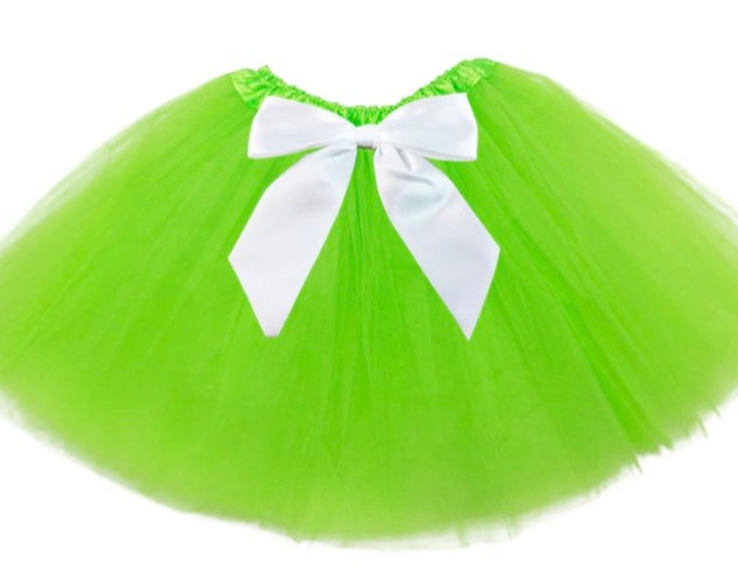 Lime green infant or toddler tutu with white satin removable interchangeable bow /one in a melon /tutti fruity first birthday /newborn tutu