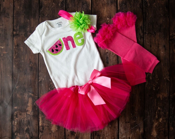 Watermelon 1st Birthday Full Set Outfit! Pink and green one First Birthday Outfit! Tutti Fruity Birthday / Watermelon first birthday