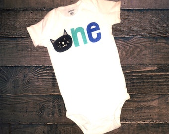 Black Cat 1st Birthday Bodysuit: Kitten Birthday Outfit