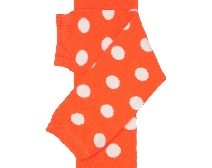 Orange and White Polka dot Leg Warmers! Newborn or One Size Polka-dot Legging / Baby Leggings / Polkadot/ Halloween Chicken Costume /Pumpkin