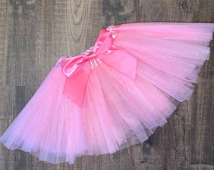 Light Pink infant or toddler tutu with pink satin removable or interchangeable bow / powder pink baby tutu / pink and tutu / newborn tutu