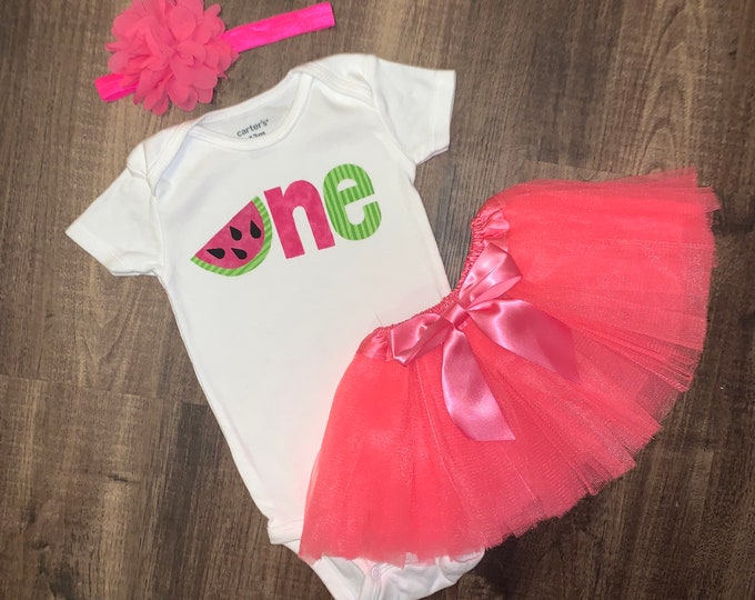 Watermelon 1st Birthday Outfit! Pink and green one First Birthday Outfit! Tutti Fruity Birthday / Watermelon first birthday
