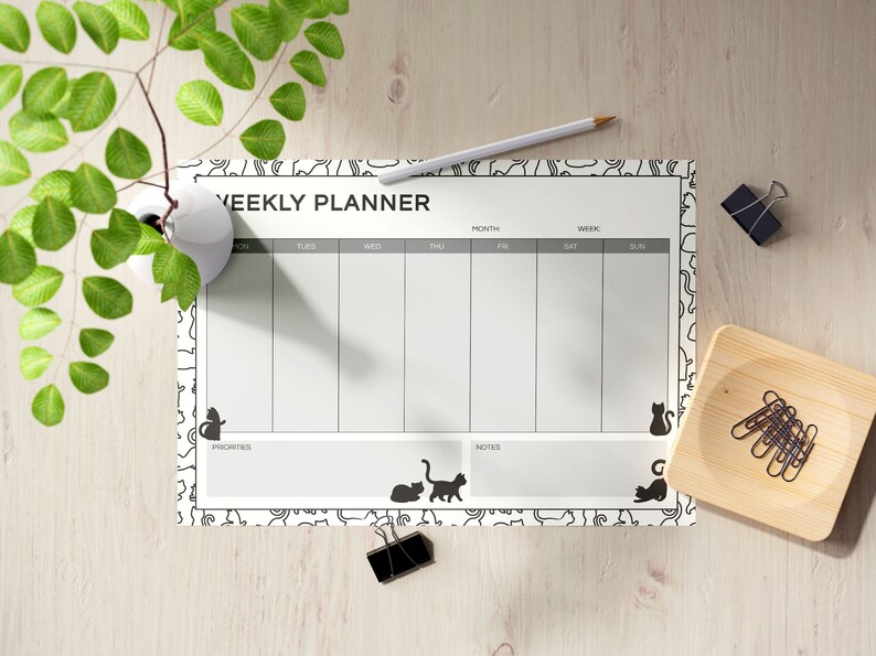 a4 pdf printable weekly planner 7 day week to do list etsy