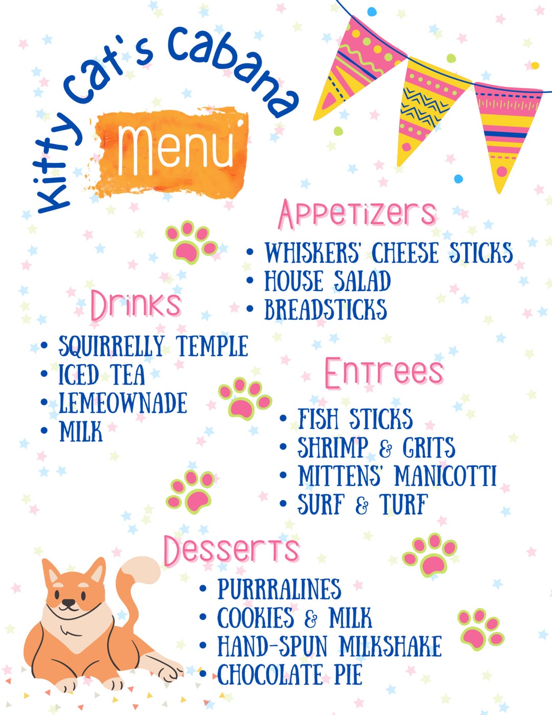 Printable Play Menu | Kids' Play Menu for Imaginative Play - Etsy
