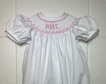 Smocked Dress/personalized/name/white/blue/blue Rick Rack Angel Sleeves ...