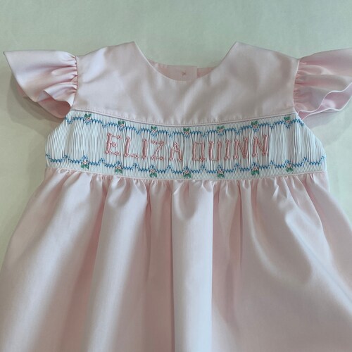 Smocked Bubble/personalized/name /white/pink Etsy