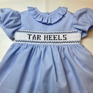 Collegiate/Tar Heels/North Carolina/Football Smocked Classic Dress