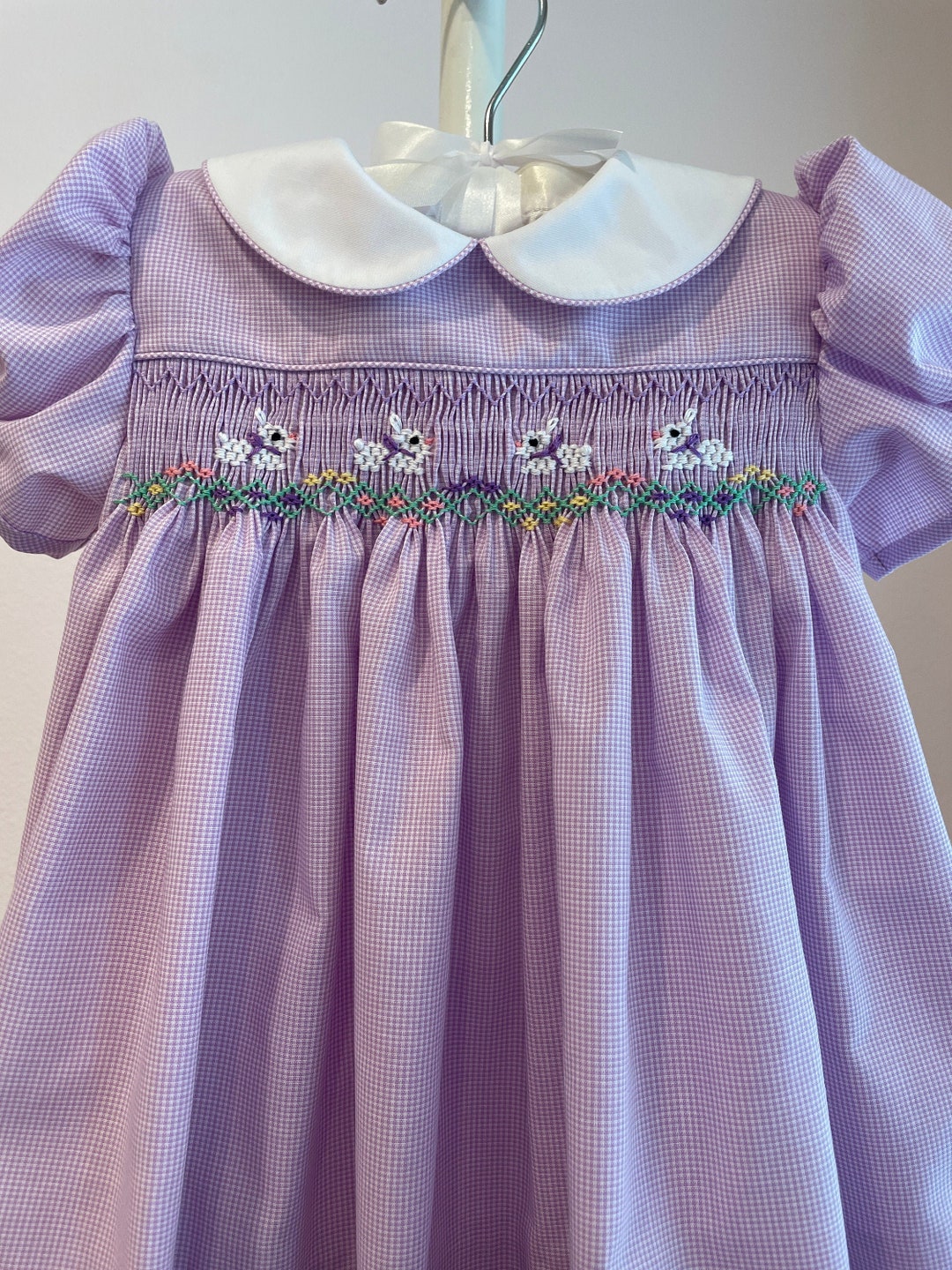 Easter Bunnies/white Rabbits Hand Smocked Classic Yoke Dress - Etsy