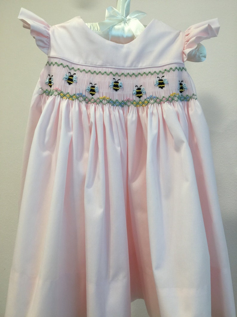 Bumble Bee Smocked Sundress/jumper/pink/baby Etsy