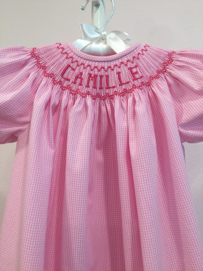 Personalized/name Hand Smocked Dress/pink/blue Etsy