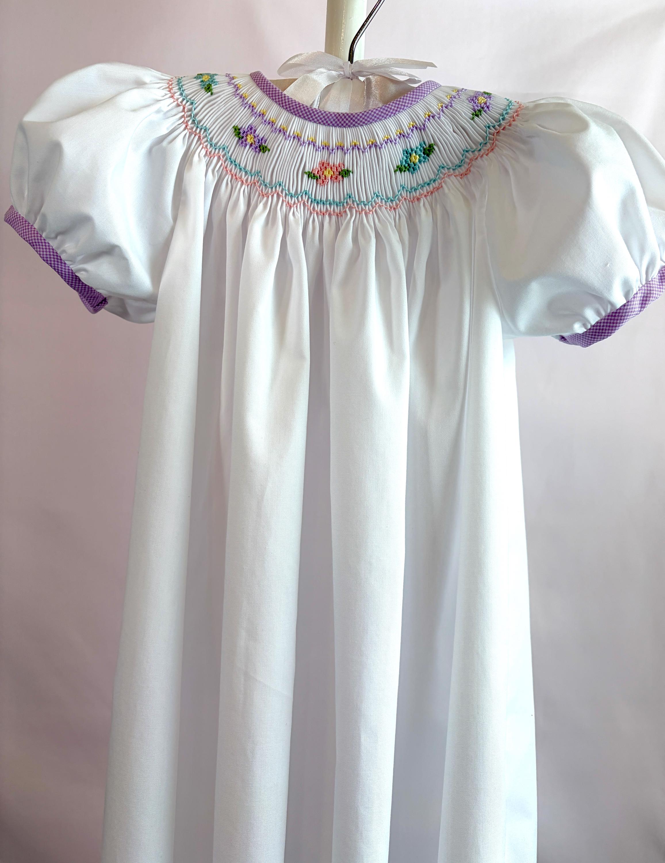 strapless open back dress JannyBB Purple Flower Lovers Hand Embroidered Heirloom Dress 10T main image 1