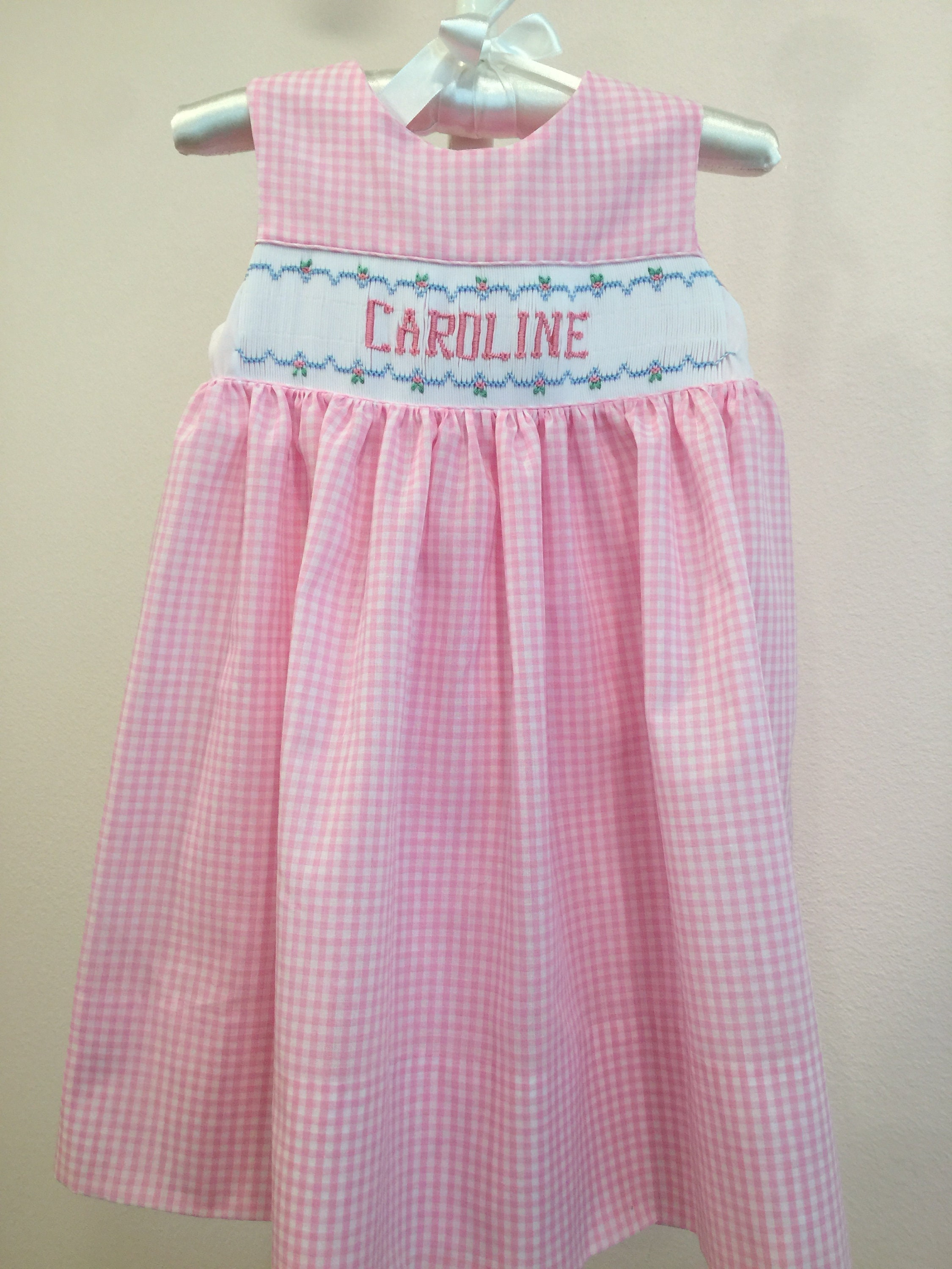 Personalized Hand Smocked Sundress/Jumper/Pink Gingham/Baby Etsy