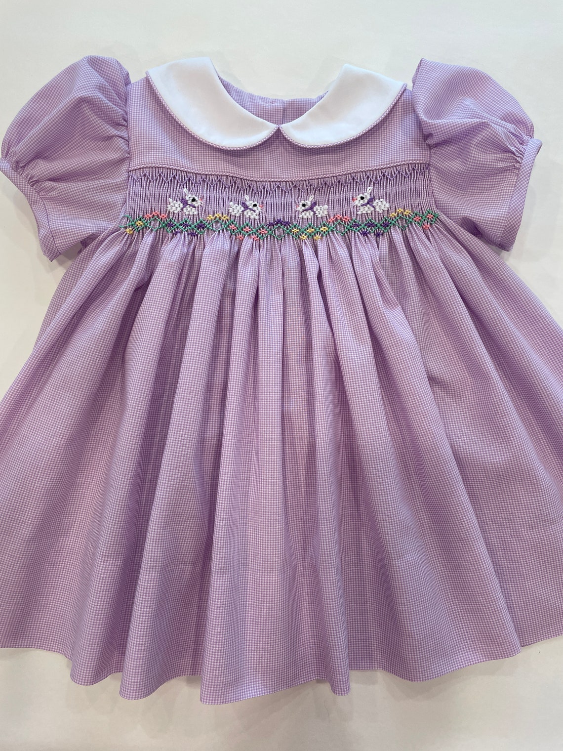 Easter Bunnies/white Rabbits Hand Smocked Classic Yoke Dress - Etsy