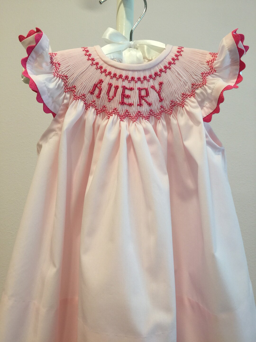 Smocked Dress/bubble/personalized/name/pink/pink Rick Rack Angel ...