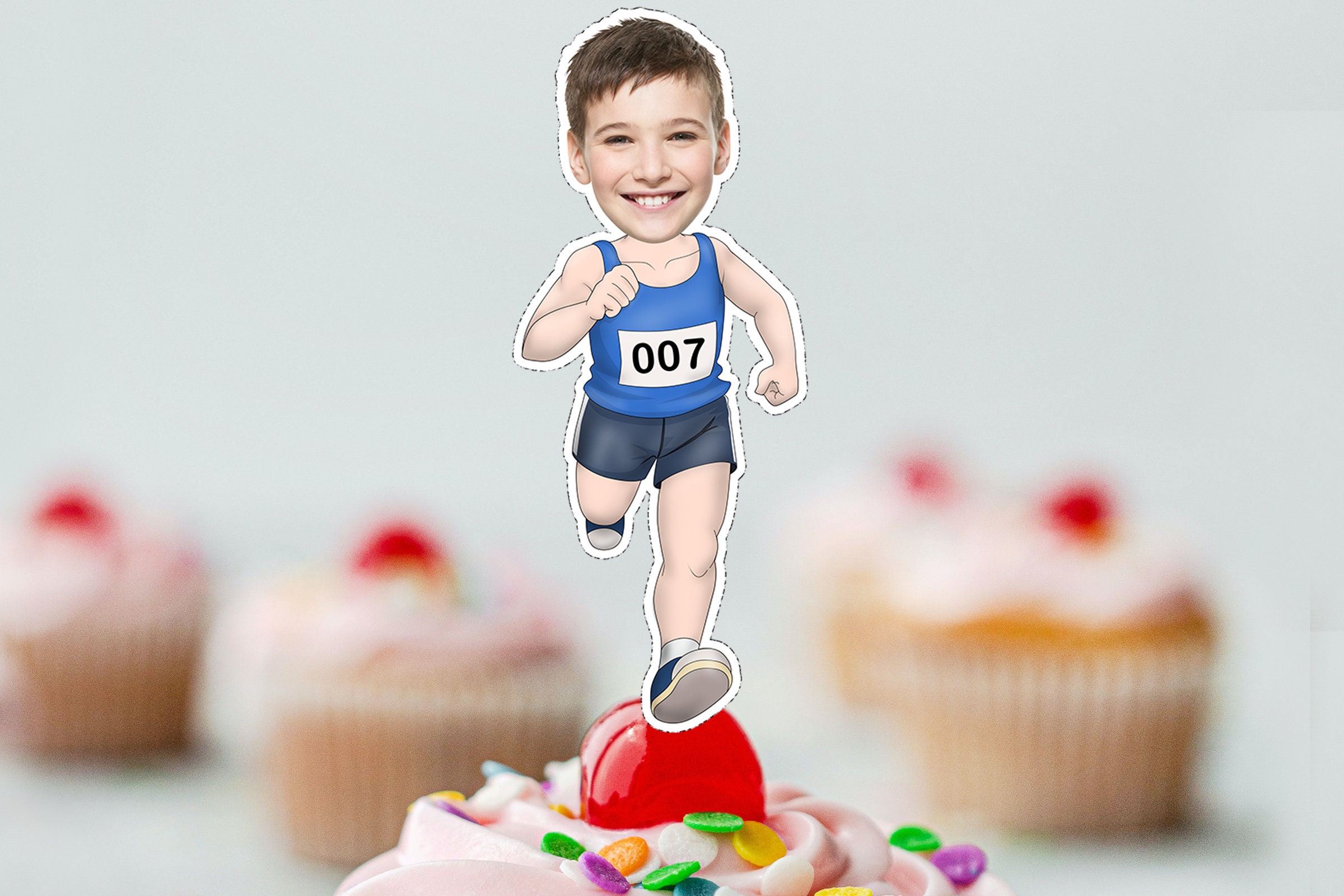 Sports Marathon Happy Birthday Cake Topper - Marathon Running Birthday  Party Cake Topper Supplies - Marathon Cross Country Party Cake Topper