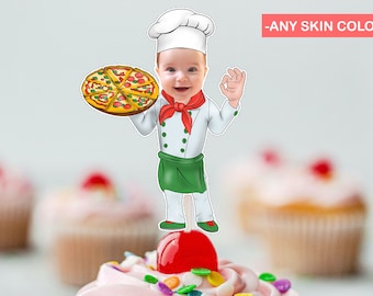 Pizzaiolo Cupcake Topper: Personalized Pizza Chef (Digital File)