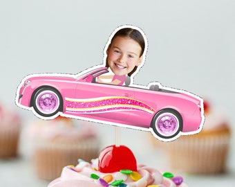 Personalized Pink Car Cupcake Topper (Digital File)