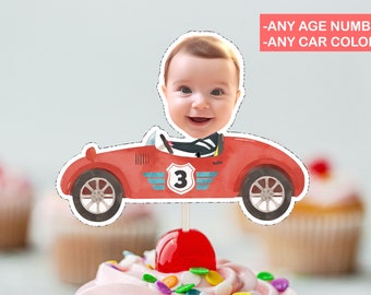 Retro Car Cupcake Topper: Personalized Printable (Digital File)
