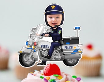 Personalized Police Motorbike Cupcake Topper (Digital File)