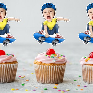 SKATEBOARDER Cupcake Topper (DIGITAL FILE) , Printable Cupcaketopper ...