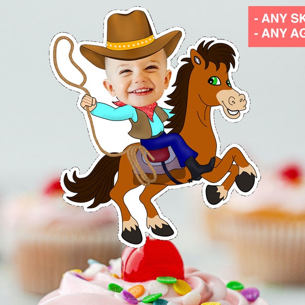 WESTERN Cowboy  Cupcake Topper (DIGITAL FILE) , Printable CupcakeTopper,   Personalised Cupcake topper, Funny Cupcake Topper