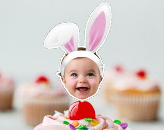 Bunny Ears Easter Cupcake Topper: Personalized PNG File (Digital File)