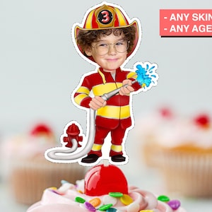 FIREFIGHTER | Fireman  Cupcake Topper (DIGITAL FILE) , Printable CupcakeTopper,   Personalised Cupcake topper, Birthday Cake topper