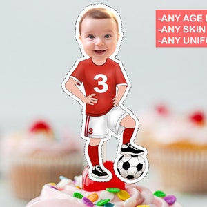 SOCCER Player Cupcake Topper (FILE DIGITALE) , CupcakeTopper stampabile, Cupcake topper personalizzato, Cupcake Topper divertente