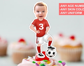 Personalized Soccer Player Cupcake Topper (Digital File)