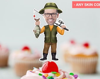 FISHERMAN Cupcake Topper (DIGITAL FILE) , Printable CupcakeTopper,   Personalised Cupcake topper, Funny Cupcake Topper