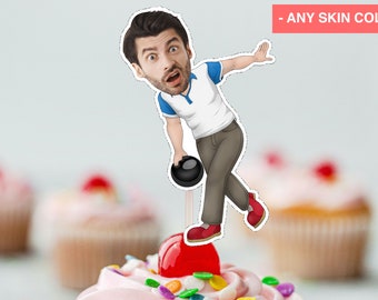 BOWLING Player Cupcake Topper (FILE NUMÉRIQUE) , CupcakeTopper imprimable, Cupcake personnalisé, Funny Cupcake Topper