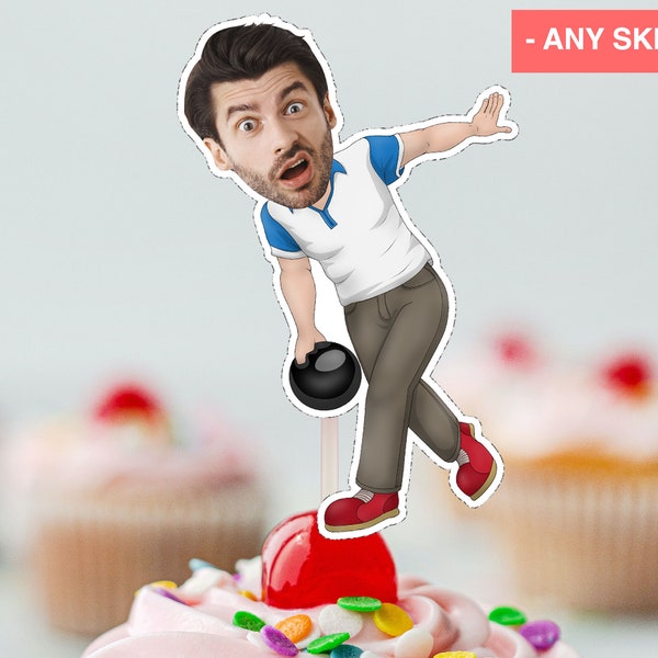 Topper de cupcake de jugador de BOWLING (ARCHIVO DIGITAL), CupcakeTopper imprimible, topper de cupcake personalizado, topper de cupcake divertido