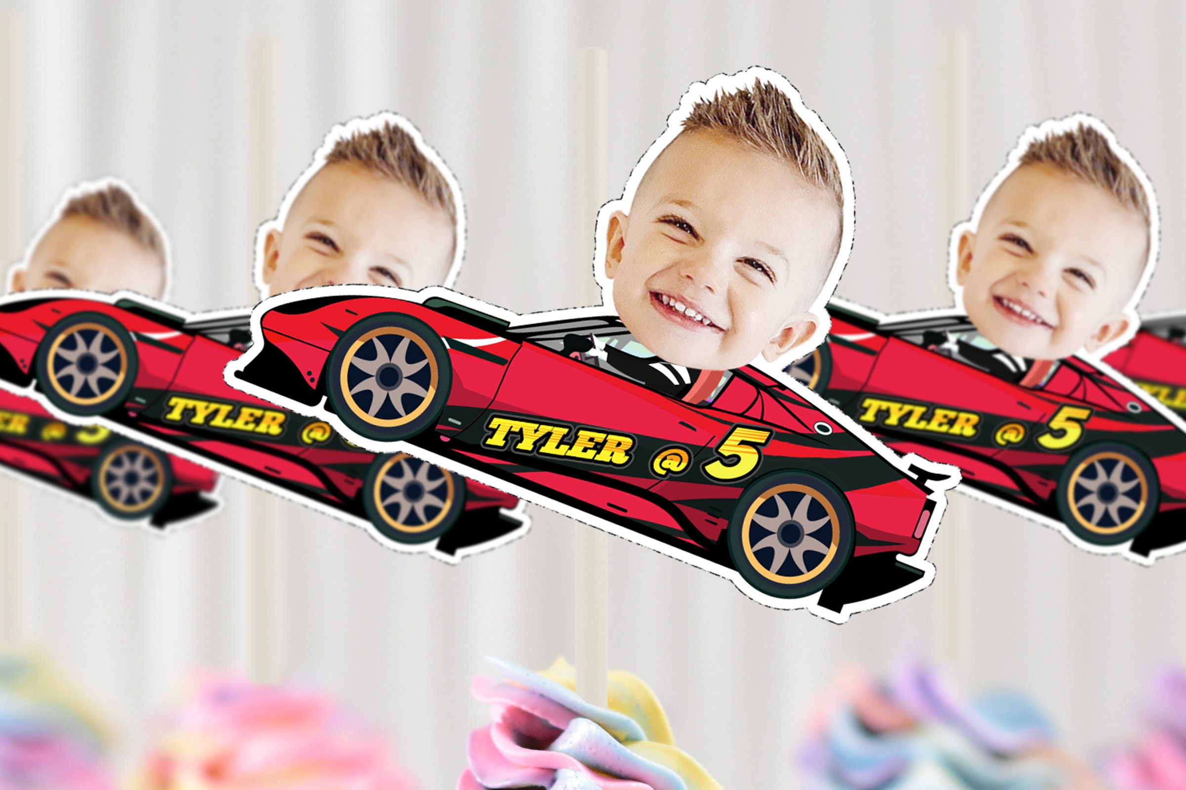 Personalized Sports Car Cupcake Topper (digital File) - Etsy