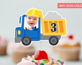 Personalized Dump Truck Photo Cupcake Topper (Digital File)