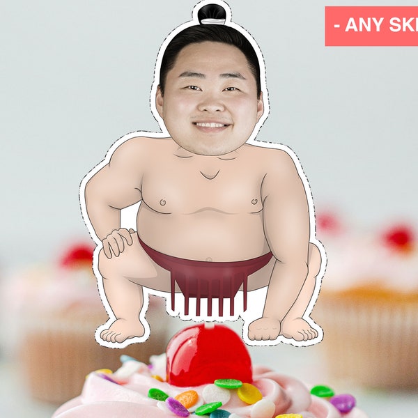 SUMO Wrestler Cupcake Topper v2 (DIGITAL FILE) , Printable CupcakeTopper,   Personalised Cupcake topper, Funny Cupcake Topper