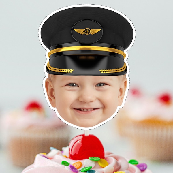 Airline PILOT Cupcake Topper (DIGITAL FILE) , Printable CupcakeTopper,   Personalised Cupcake topper, Funny Cupcake Topper