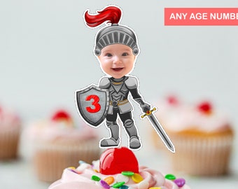 Personalized Knight Cupcake Topper: Printable Birthday Party Decor (Digital File)