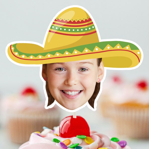 SOMBRERO / Mexicaanse Hoed Cupcake Topper (DIGITAAL BESTAND), Afdrukbare CupcakeTopper, Gepersonaliseerde Cupcake topper, Funny Cupcake Topper