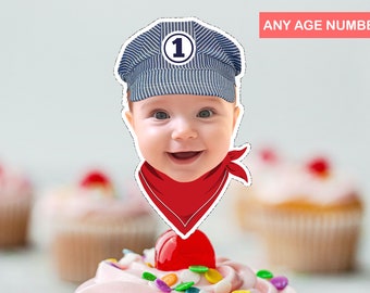 Train Conductor Hat Cupcake Topper: Personalized Party Decor (Digital File)