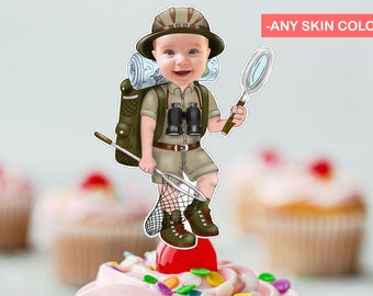 Personalized Explorer Cupcake Topper: Birthday Cake Decoration (Digital File)
