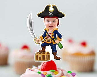 Personalized Pirate Captain Cupcake Topper (Digital File)