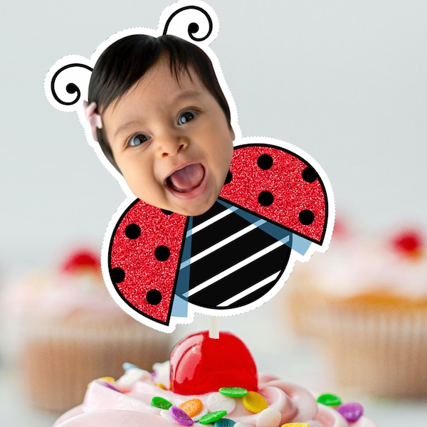 LADYBUG  Cupcake Topper (DIGITAL FILE) , Printable CupcakeTopper,   Personalised Cupcake topper, Birthday Cake topper