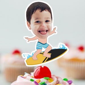 SURFER  Cupcake Topper (DIGITAL FILE) , Printable CupcakeTopper,   Personalised Cupcake topper, Birthday Cake topper