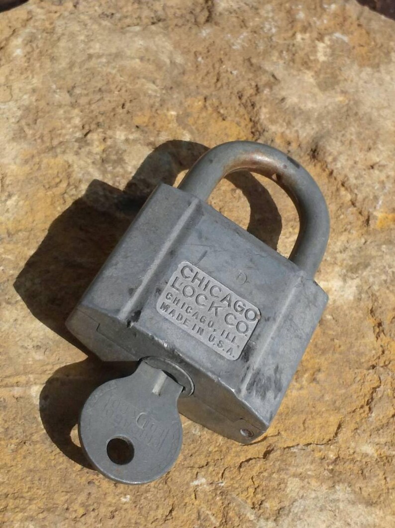 Vintage Padlock & Key by Chicago Lock Co. Etsy