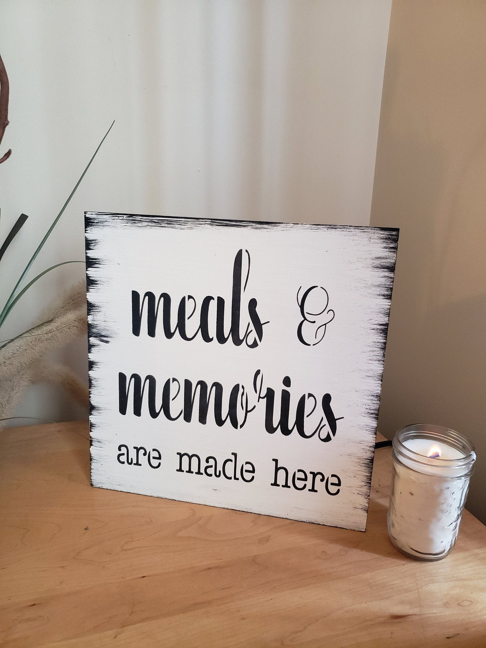 Meals and memories are made here sign wood kitchen decor sign Etsy