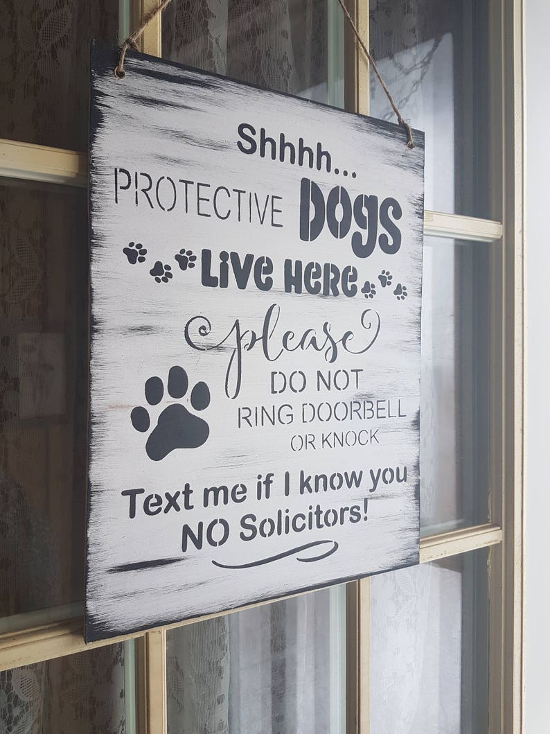 shh protective dogs sign no soliciting sign do not knock or etsy