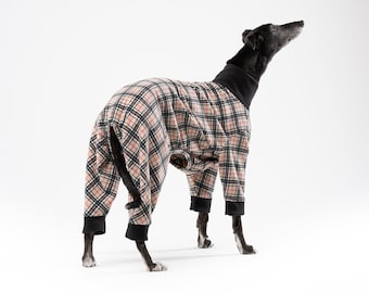 Pigiama per cani in tartan, Whippet, tuta in pile per levriero