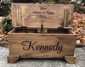 Personalized Hand Carved Toy Chest Toy Box Chest Baby Gift Memory Keeper Gift Christmas Present Made in USA Fully Assembled